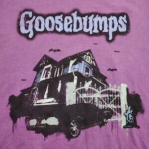 Vtg‎ Goosebumps Haunted House horror land T shirt Purple Graphic Tee Men Size M